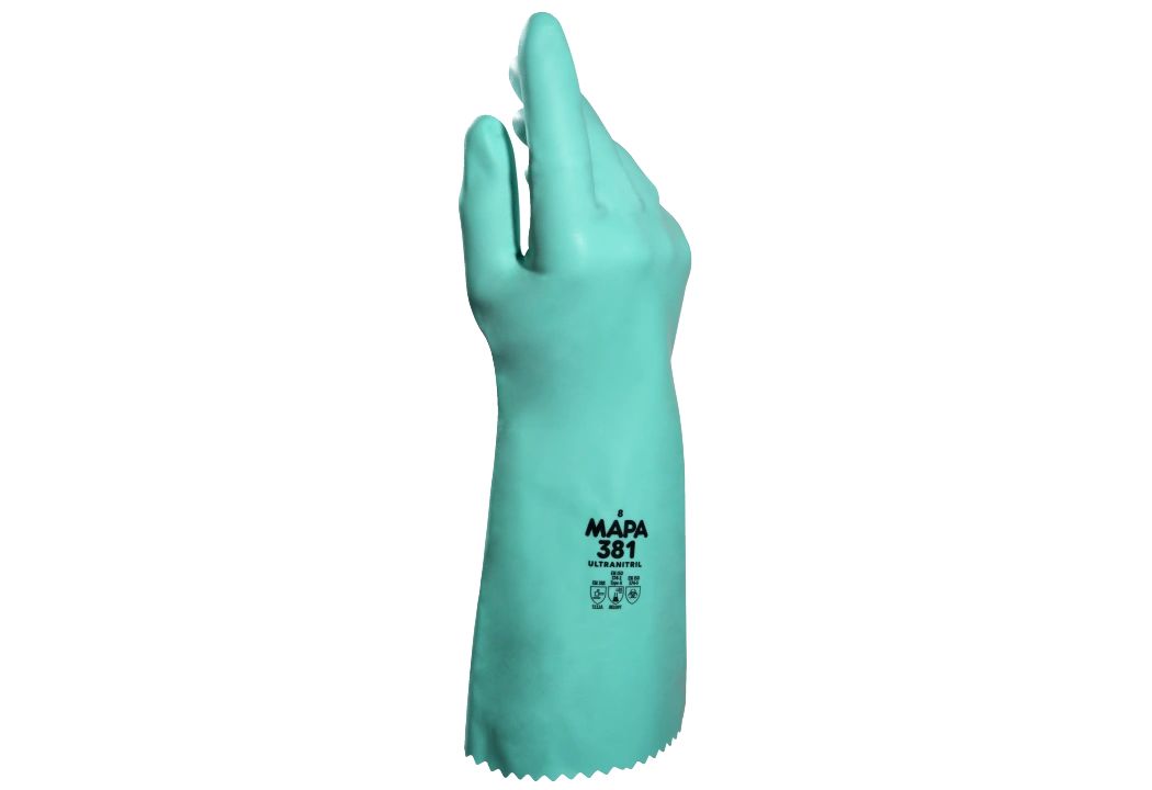 Mapa ULTRANITRIL 381 Green Nitrile Work Gloves, Size 9