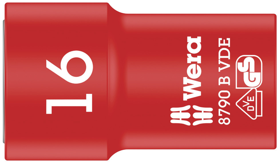 Wera 3/8 in Drive 16mm Insulated Standard Socket, 6 point, VDE/1000V, 46 mm Overall Length