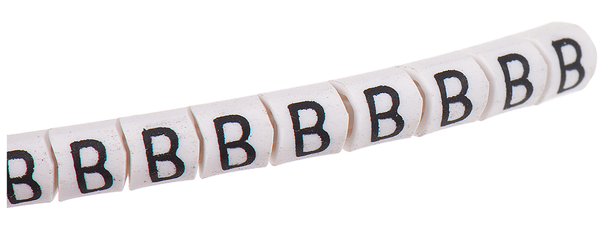 HellermannTyton Helagrip Slide On Cable Marker, Black on White, Pre-printed "B", 1 → 3mm Cable, 901-10402
