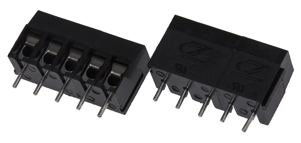 RS PRO PCB Terminal Block, 5-Contact, 5mm Pitch, Through Hole Mount, 1-Row, Screw Termination