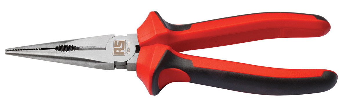 RS PRO Long Nose Pliers, 200 mm Overall, Straight Tip