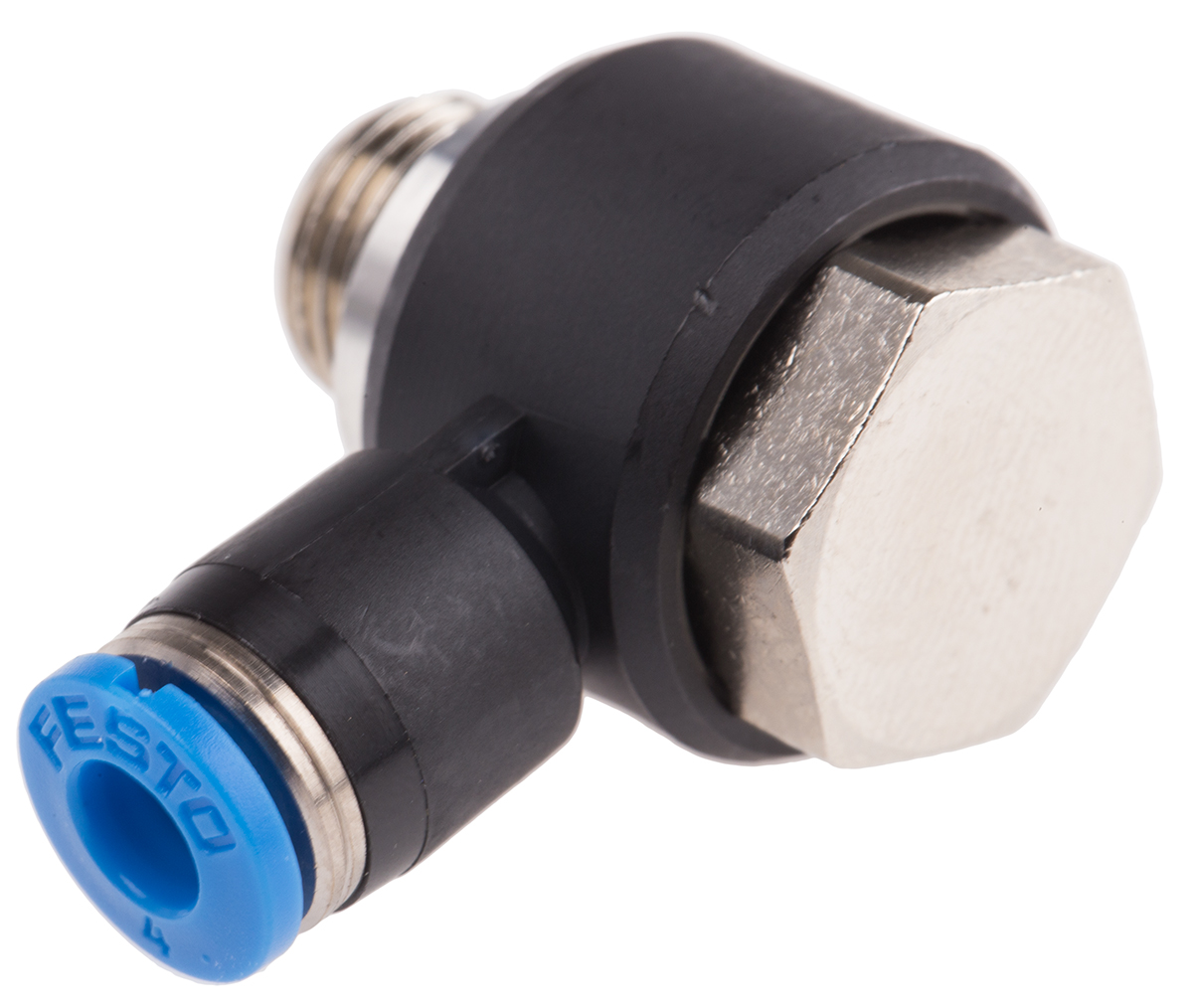 Festo QS Series Elbow Threaded Adaptor, G 1/8 Male to Push In 4 mm, Threaded-to-Tube Connection Style, 186137