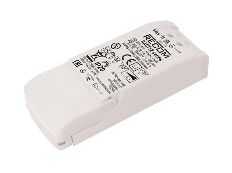 Recom LED Driver, 9 → 18V dc Output, 12W Output, 700mA Output, Constant Current Dimmable