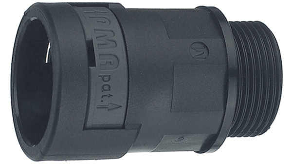 PMA Uster Straight Connector, Conduit Fitting, 37mm Nominal Size, M25 x 1.5mm, Polyamide, Black