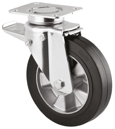 Tente Braked Swivel Castor Wheel, 300kg Capacity, 125mm Wheel