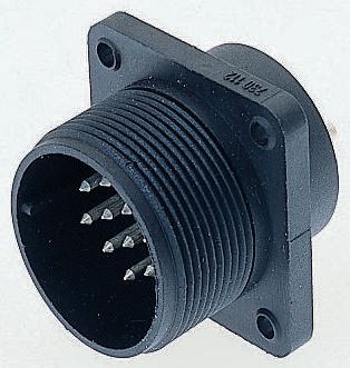 Hirschmann 6 Way Panel Mount MIL Spec Circular Connector, Pin Contacts,Shell Size 14, Screw Coupling, MIL-DTL-5015