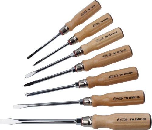 SAM Phillips; Pozidriv; Slotted Screwdriver Set, 7-Piece