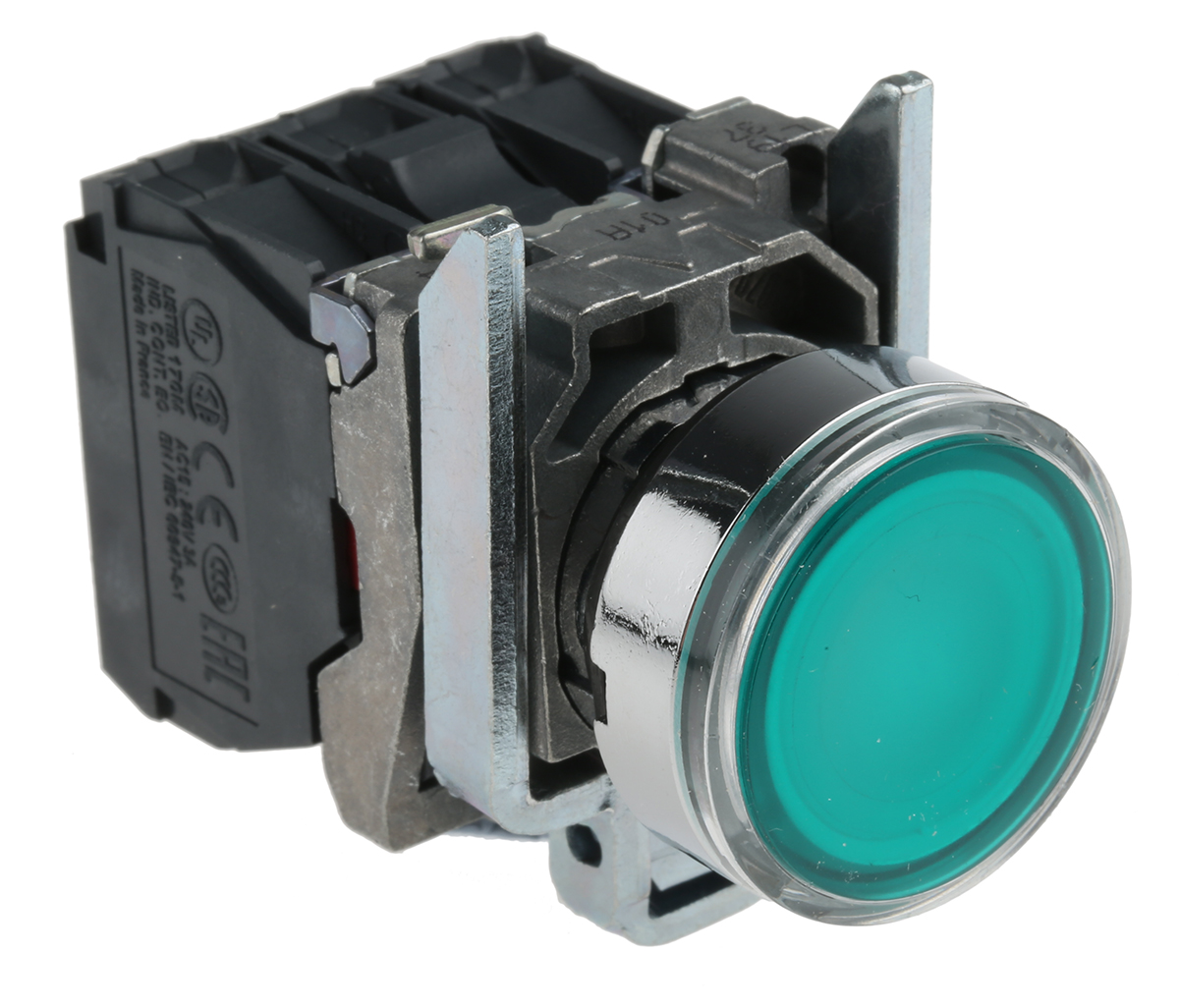 Schneider Electric Harmony XB4 Series Illuminated Push Button, Spring Return, Panel Mount, 22mm Cutout, SPDT, Green