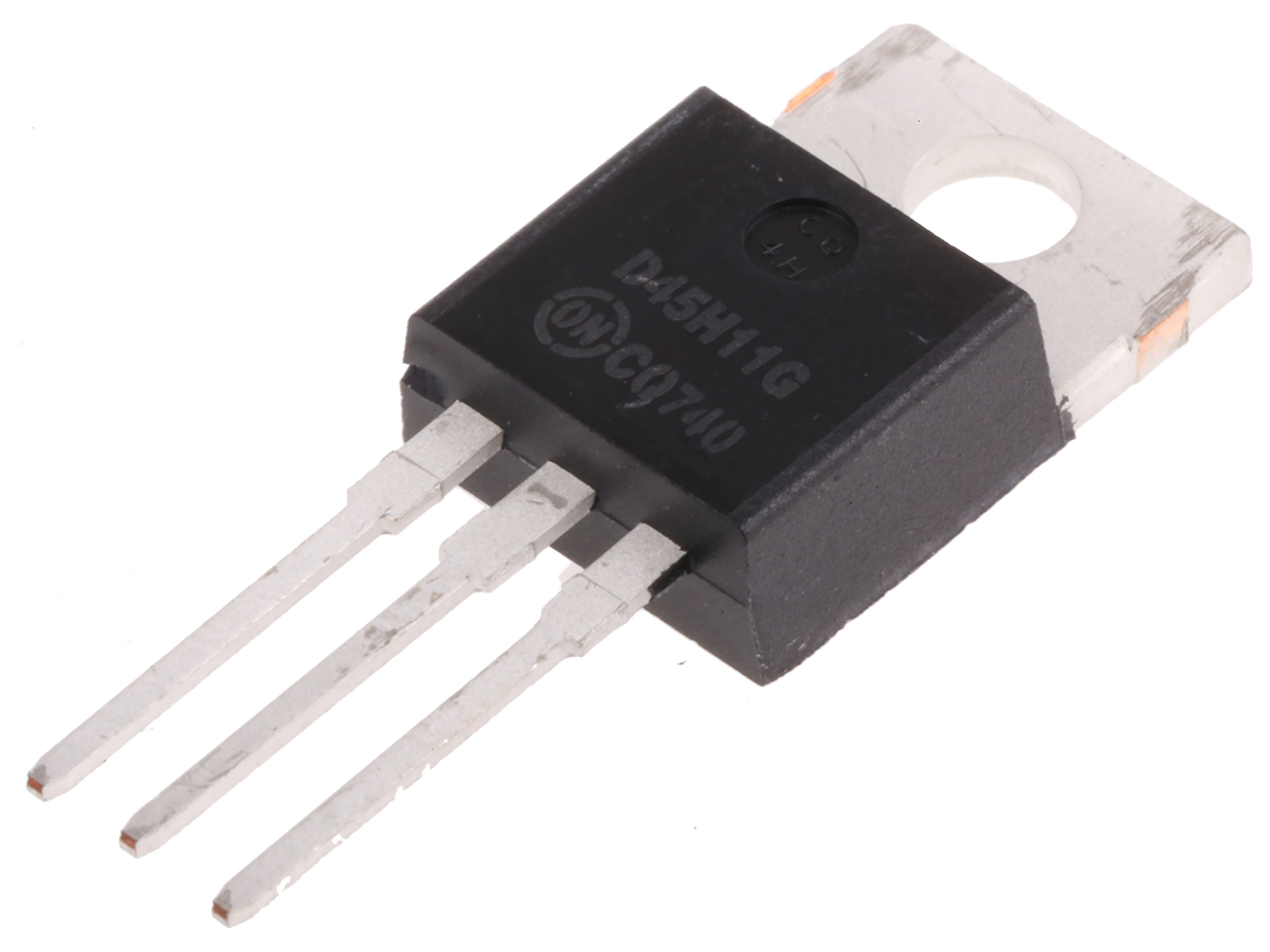 onsemi D45H11G PNP Transistor, -10 A, -80 V, 3-Pin TO-220AB
