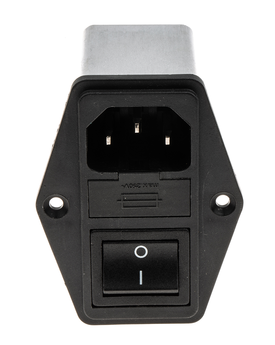 Schaffner 6A, 250 V ac Male Panel Mount IEC Inlet Filter 2 Pole FN284B-6-06, Faston 2 Fuse