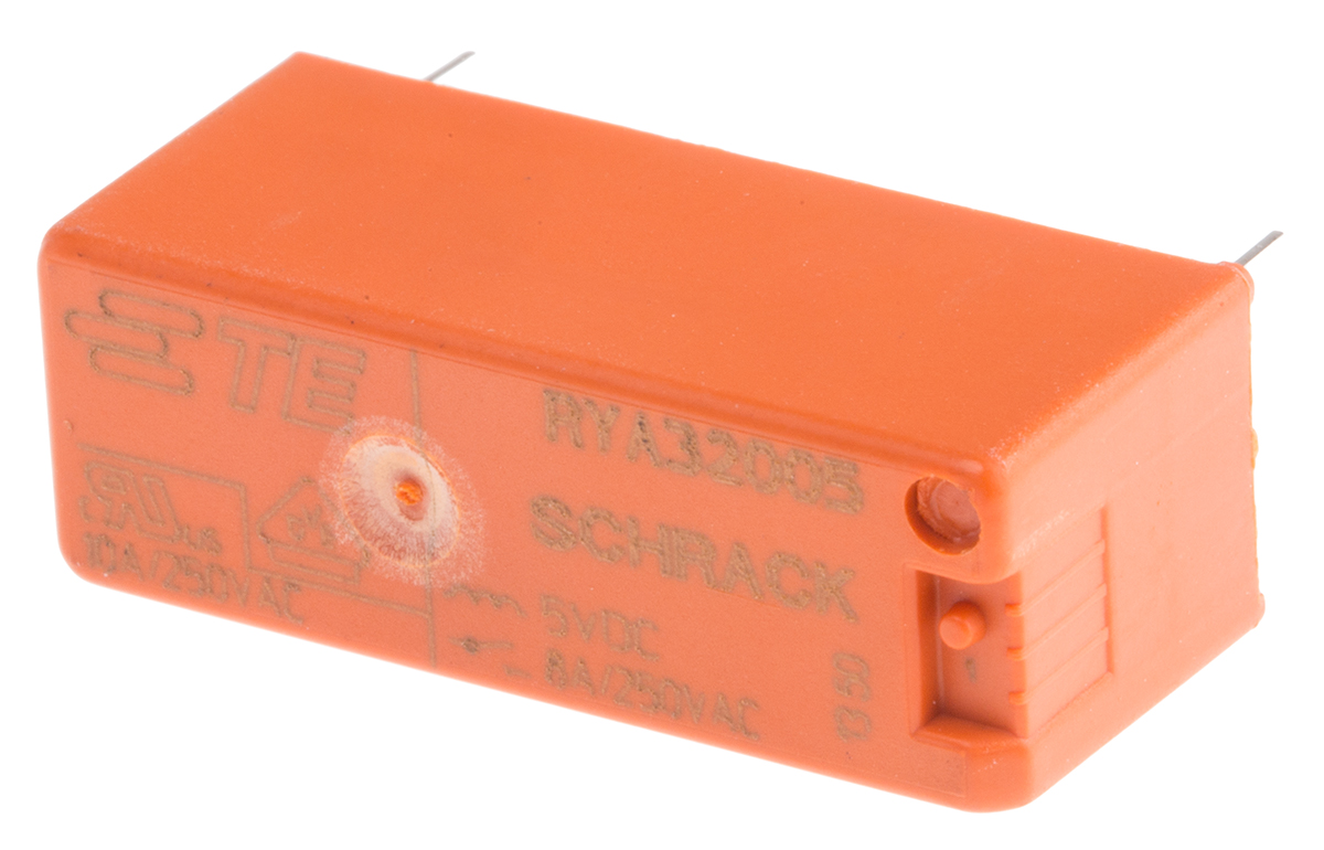 TE Connectivity PCB Mount Power Relay, 5V dc Coil, 8A Switching Current, SPST
