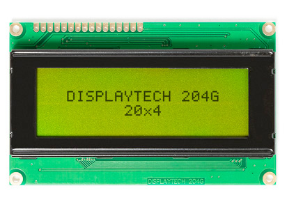 Displaytech 204G BC BW 204G Alphanumeric LCD Display, Yellow-Green on, Transflective