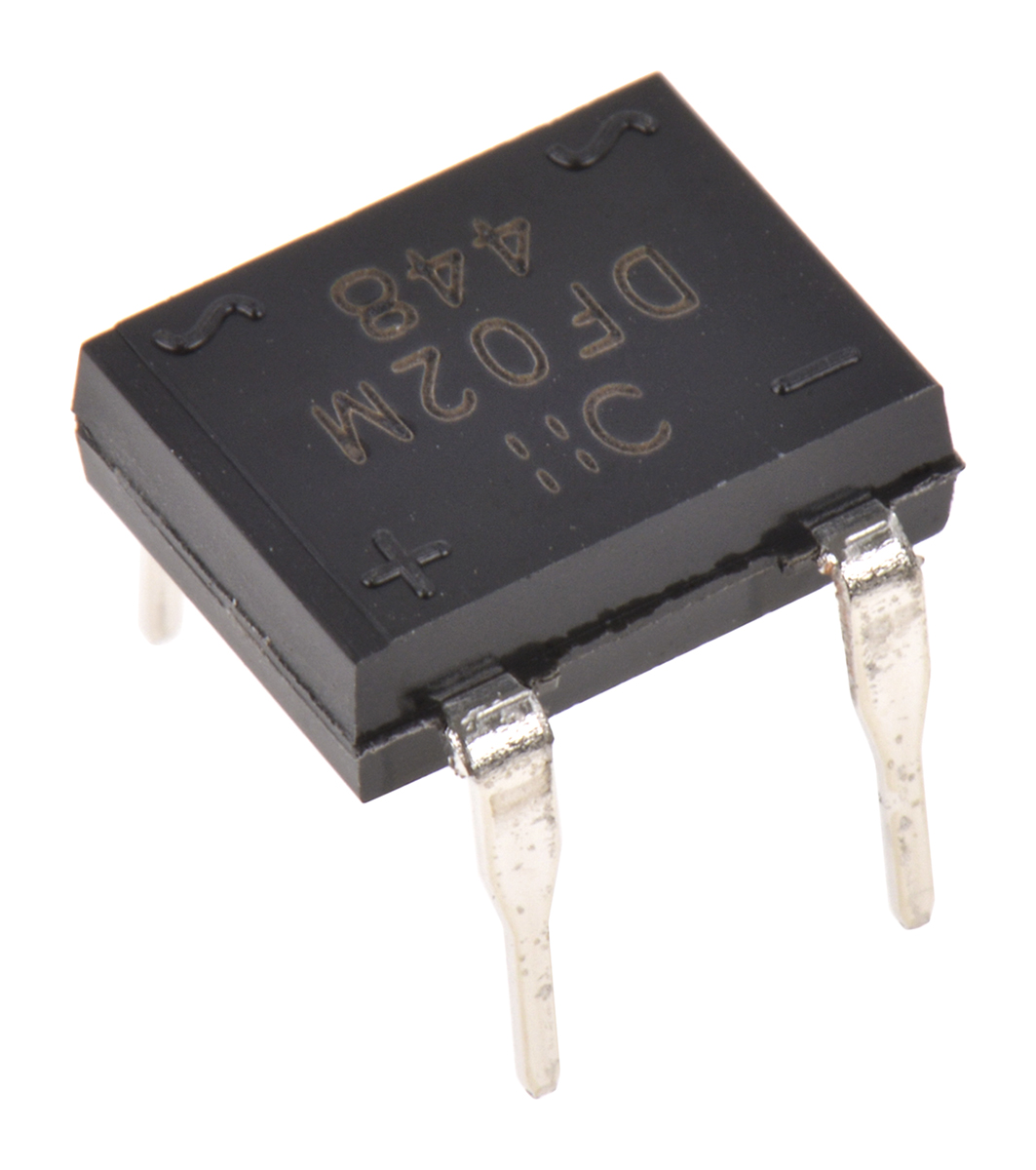 Diodes Inc Bridge Rectifier, 1A, 200V, 4-Pin