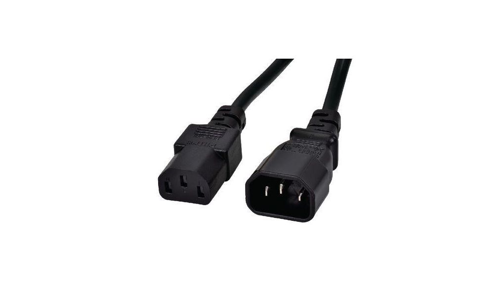 1-Avel Mains 1 mm² 3 Core Power Cable, Black Polyvinyl Chloride PVC, 500mm