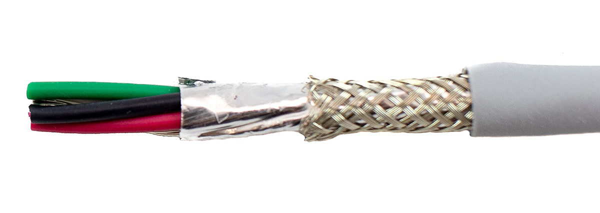 Alpha Wire Ecogen Ecocable Mini Control Cable, 4 Cores, 0.61 mm² 20 AWG, Screened, 30 m, Grey Modified Polyphenylene