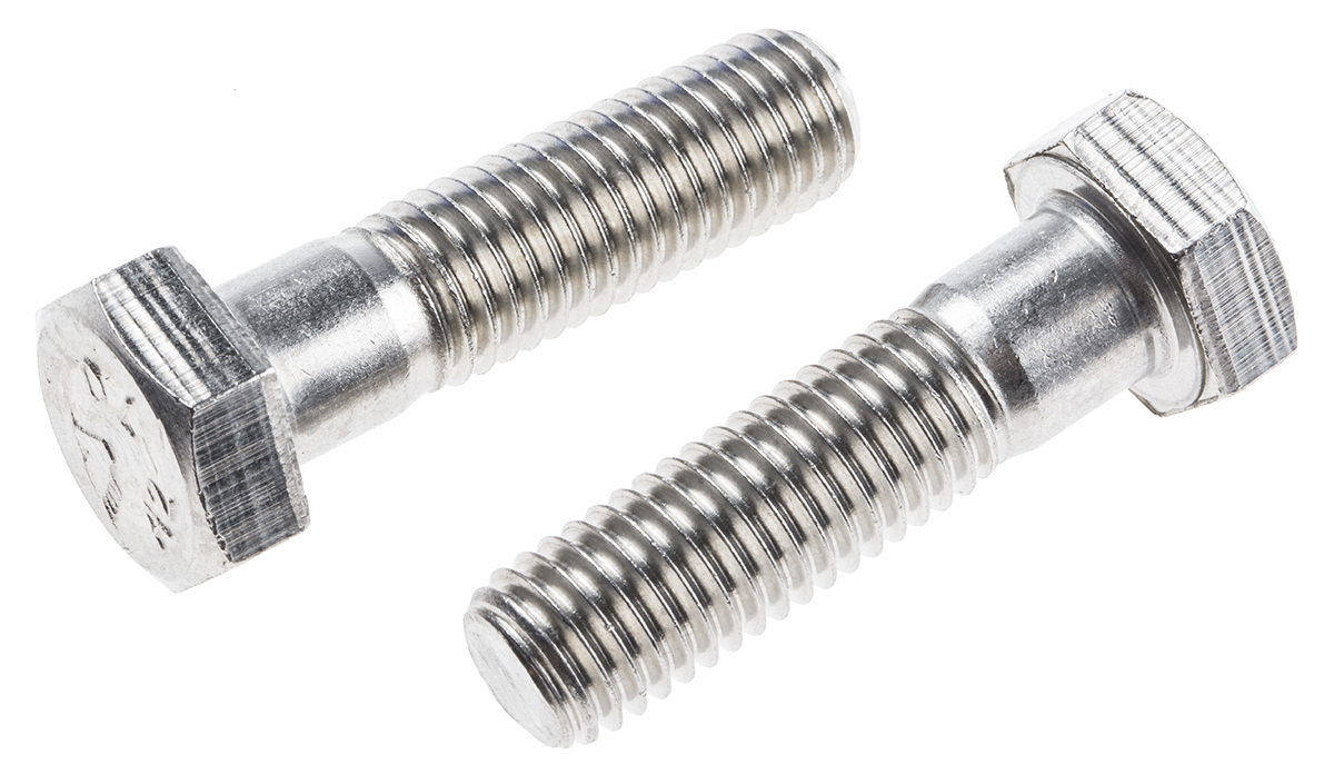 RS PRO Stainless Steel, Hex Bolt, M12 x 45mm