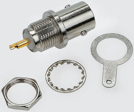 TE Connectivity Greenpar Series, Jack Panel Mount BNC Connector, 50Ω, Solder Termination, Straight Body