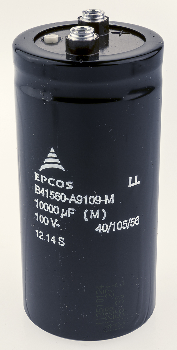 EPCOS 10000μF Aluminium Electrolytic Capacitor 100V dc, Screw Terminal - B41560A9109M