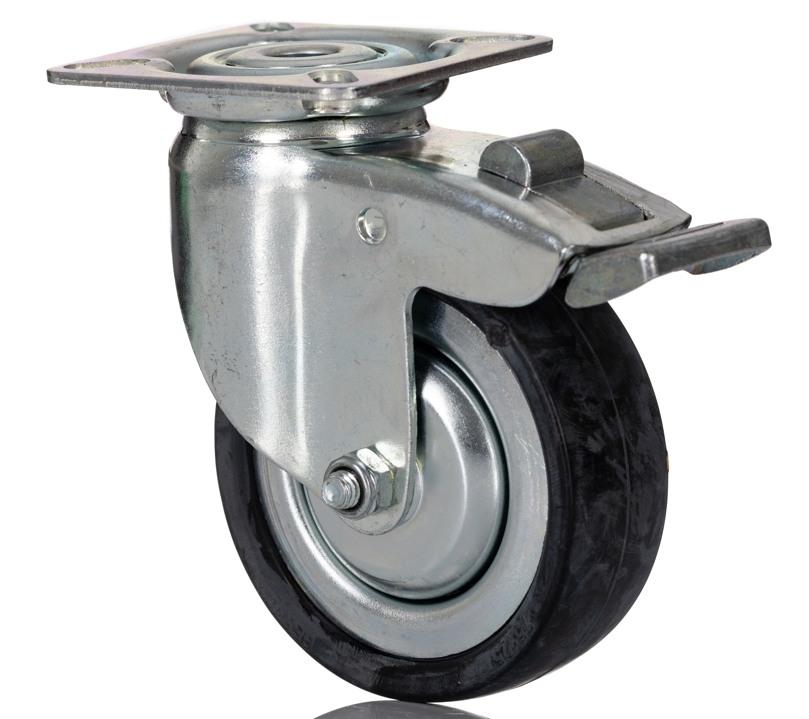Tente Braked Swivel Castor Wheel, 55kg Capacity, 75mm Wheel