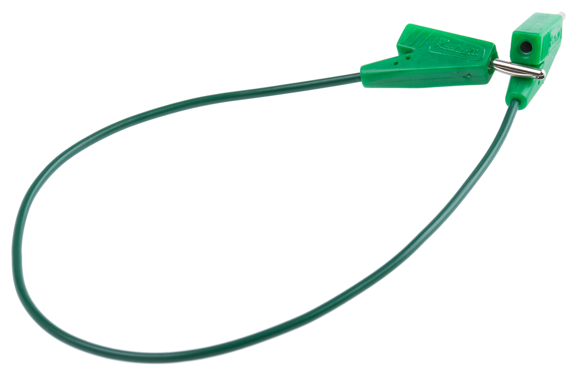 Radiall 2 mm Connector Test Lead, 5A, 250V ac, Green, 200mm Lead Length