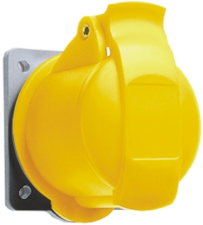 Amphenol Industrial, Easy & Safe IP44 Yellow Panel Mount 2P + E Industrial Power Socket, Rated At 16A, 110 V