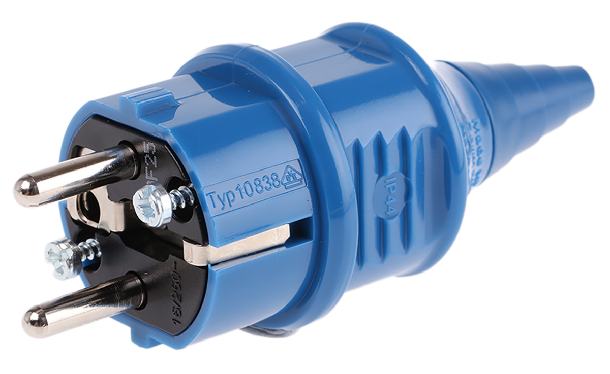 MENNEKES French / German Mains Plug, 16A Blue, Cable Mount Thermoplastic Screw, 230 V