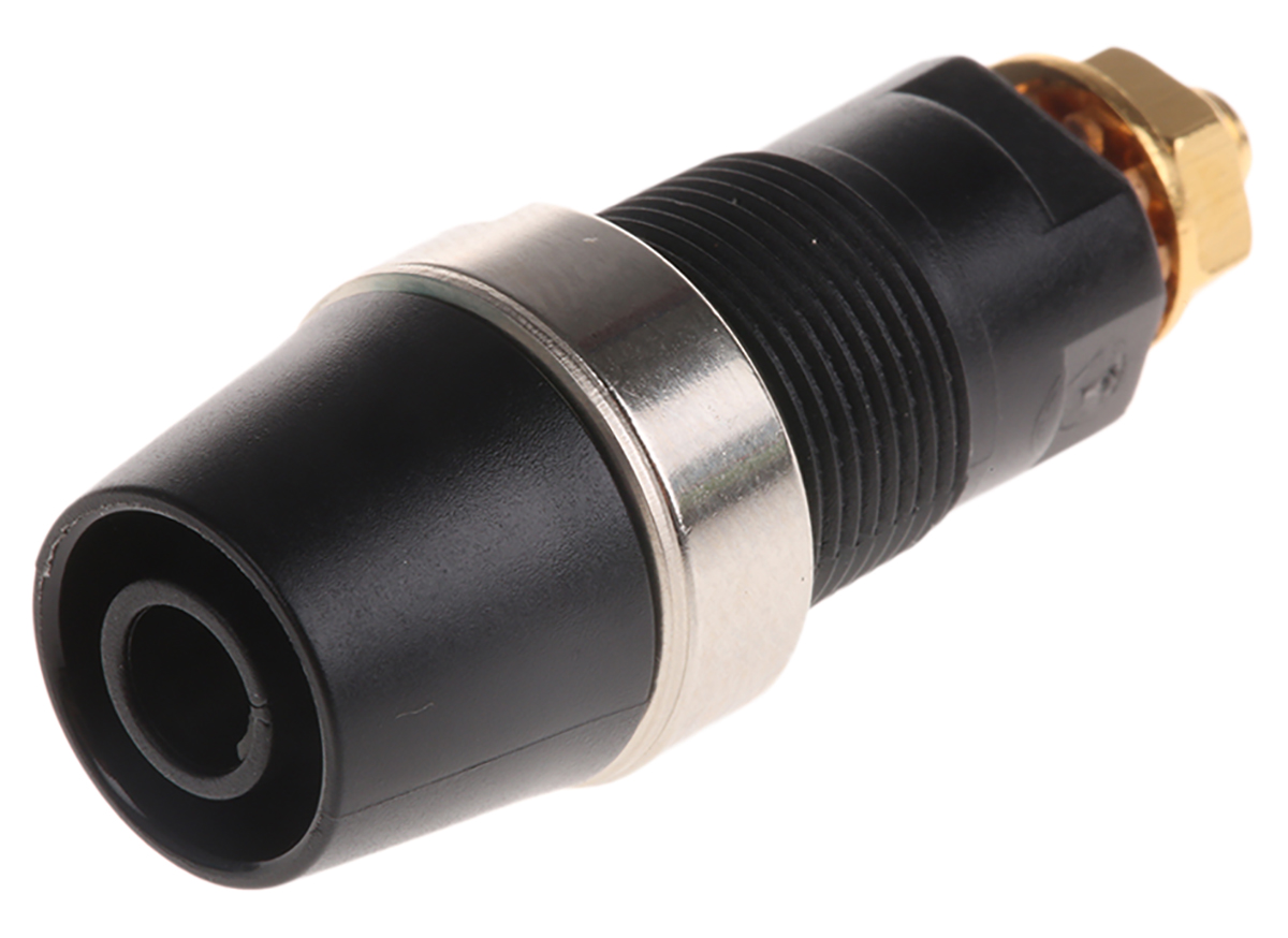 Schutzinger Black Female Banana Socket, 4 mm Connector, 32A, 1000V, Gold Plating