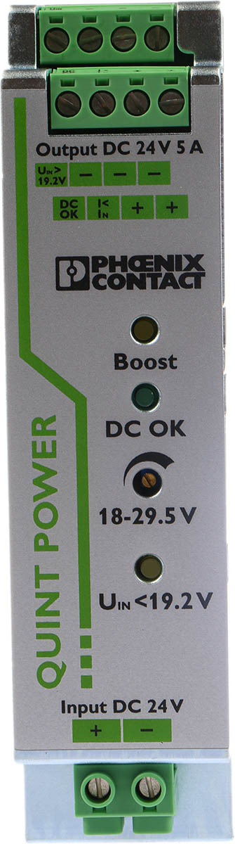 Phoenix Contact QUINT-PS/24DC/24DC/5 DC-DC Converter, 24V dc/ 5A Output, 18 → 32 V dc Input, 120W, DIN Rail