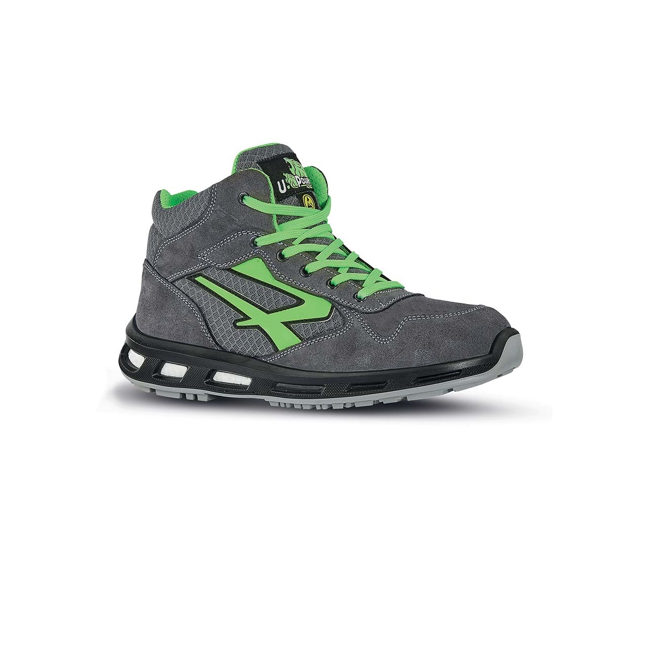 UPower RAMAS Unisex Black, Green Aluminium Toe Capped Safety Shoes, UK 10, EU 44