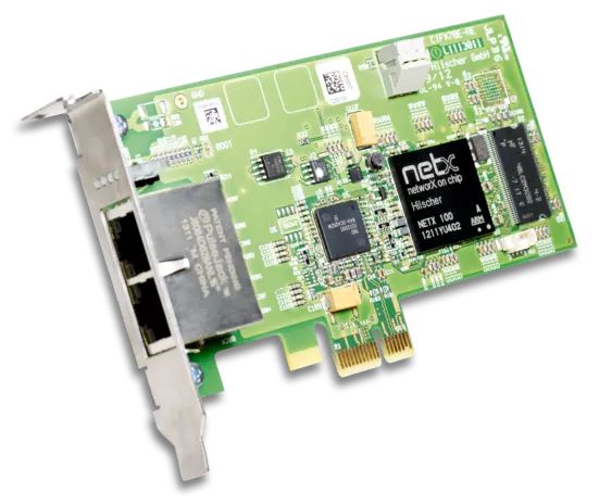 Hilscher 2 Port Low Profile PCI Express RJ45 Network Card, 100Mbit/s