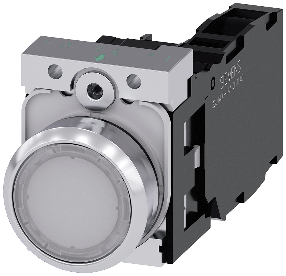 Siemens SIRIUS ACT 3SU11 Series Illuminated Push Button Complete Unit, 22mm Cutout, SPST, IP66, IP67, IP69(IP69K)