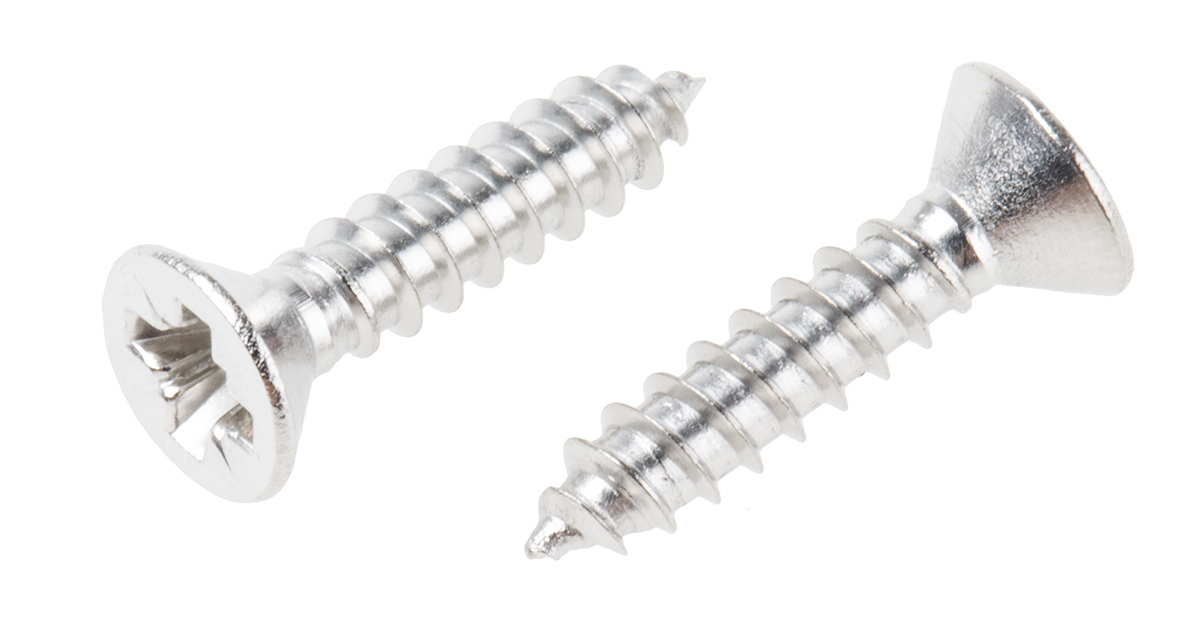 RS PRO Plain Stainless Steel Countersunk Head Self Tapping Screw, N°6 x 5/8in Long 16mm Long