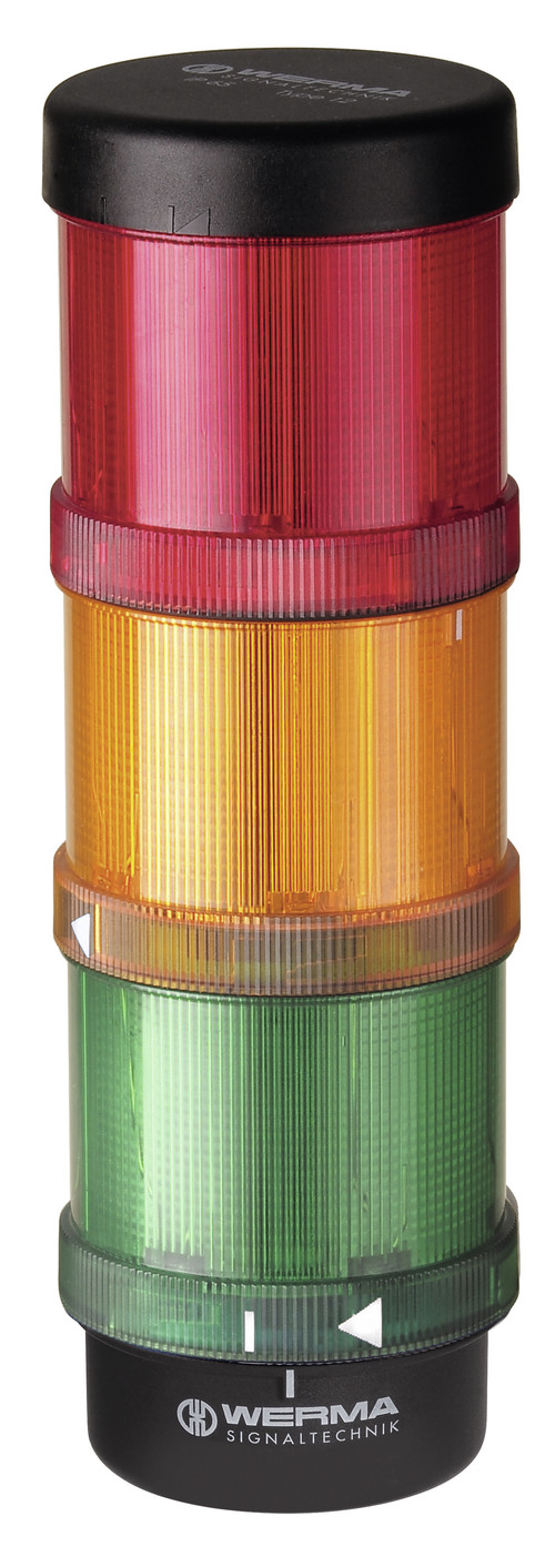 Werma KombiSIGN 72 Series Red/Green/Yellow Signal Tower, 3 Lights, 5 V, Tube Mounted