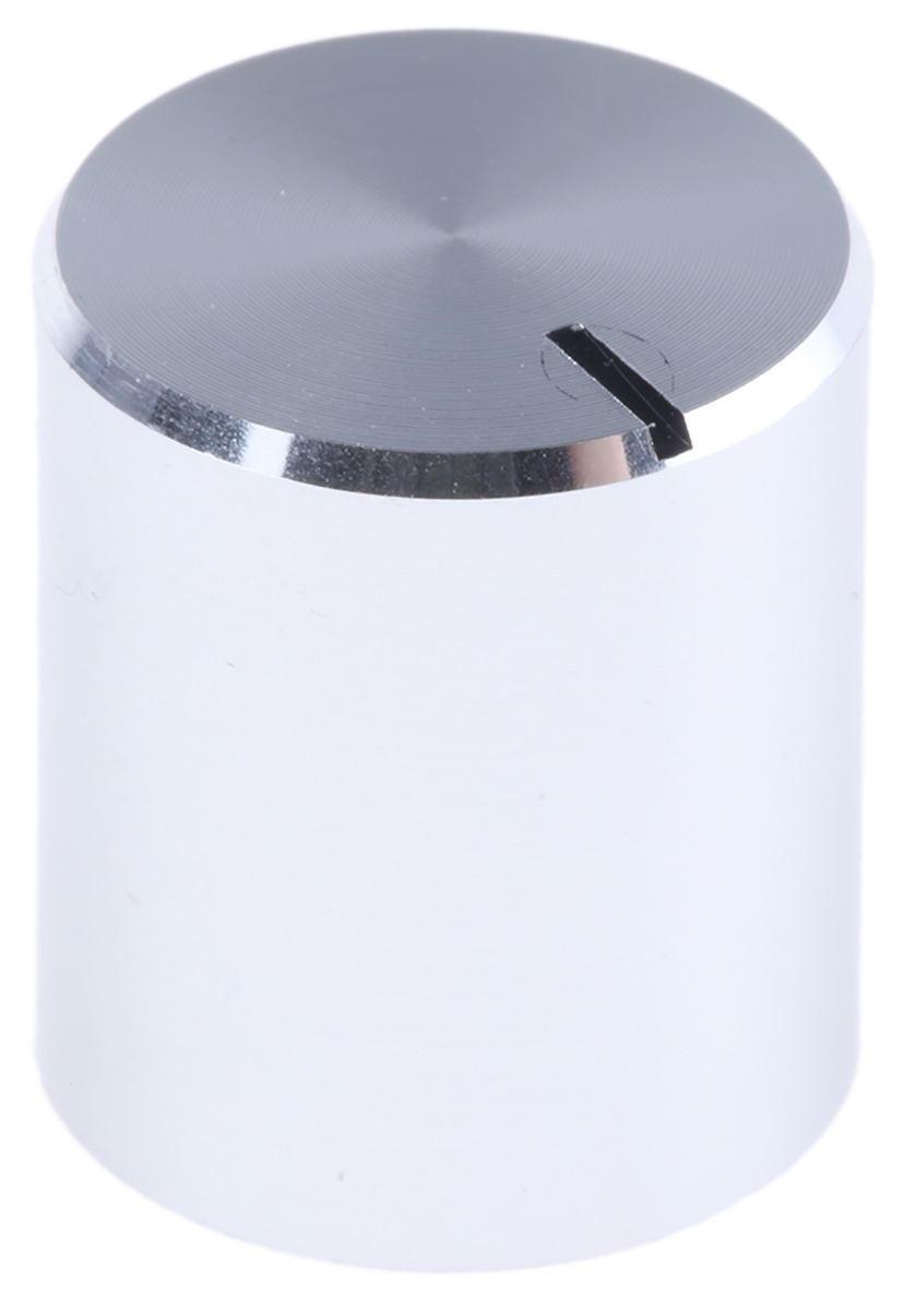 RS PRO 14mm Silver Potentiometer Knob for 6.4mm Shaft Splined