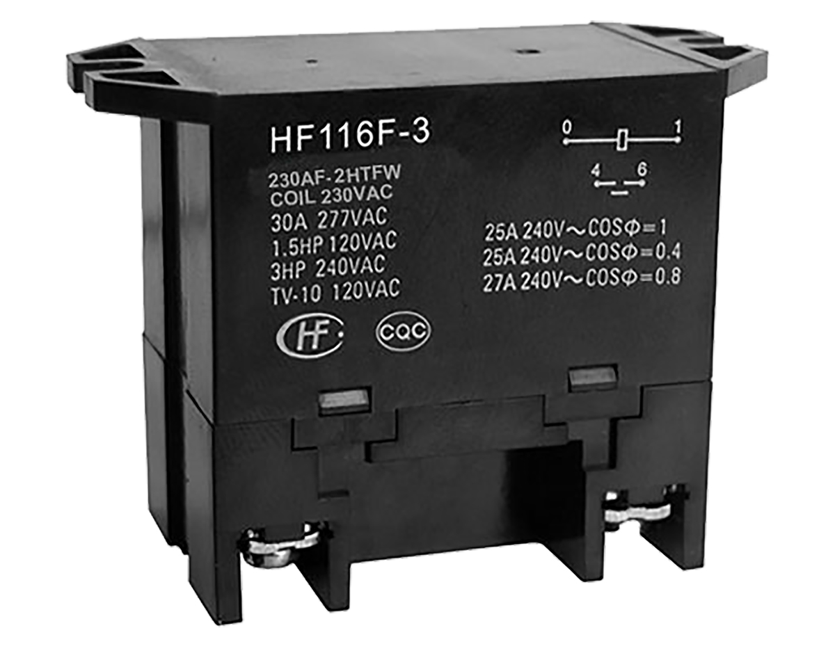 Hongfa Europe GMBH Flange Mount Power Relay, 230V ac Coil, 25A Switching Current, DPST