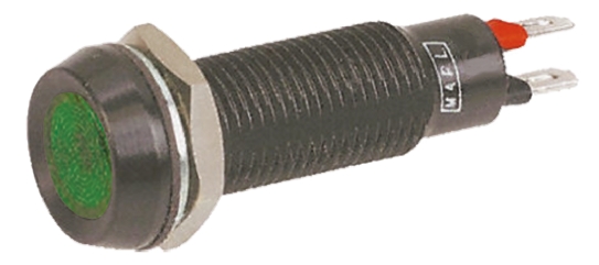 Marl Green Panel Mount Indicator, 3.2V ac/dc, 8.1mm Mounting Hole Size, Solder Tab Termination, IP67