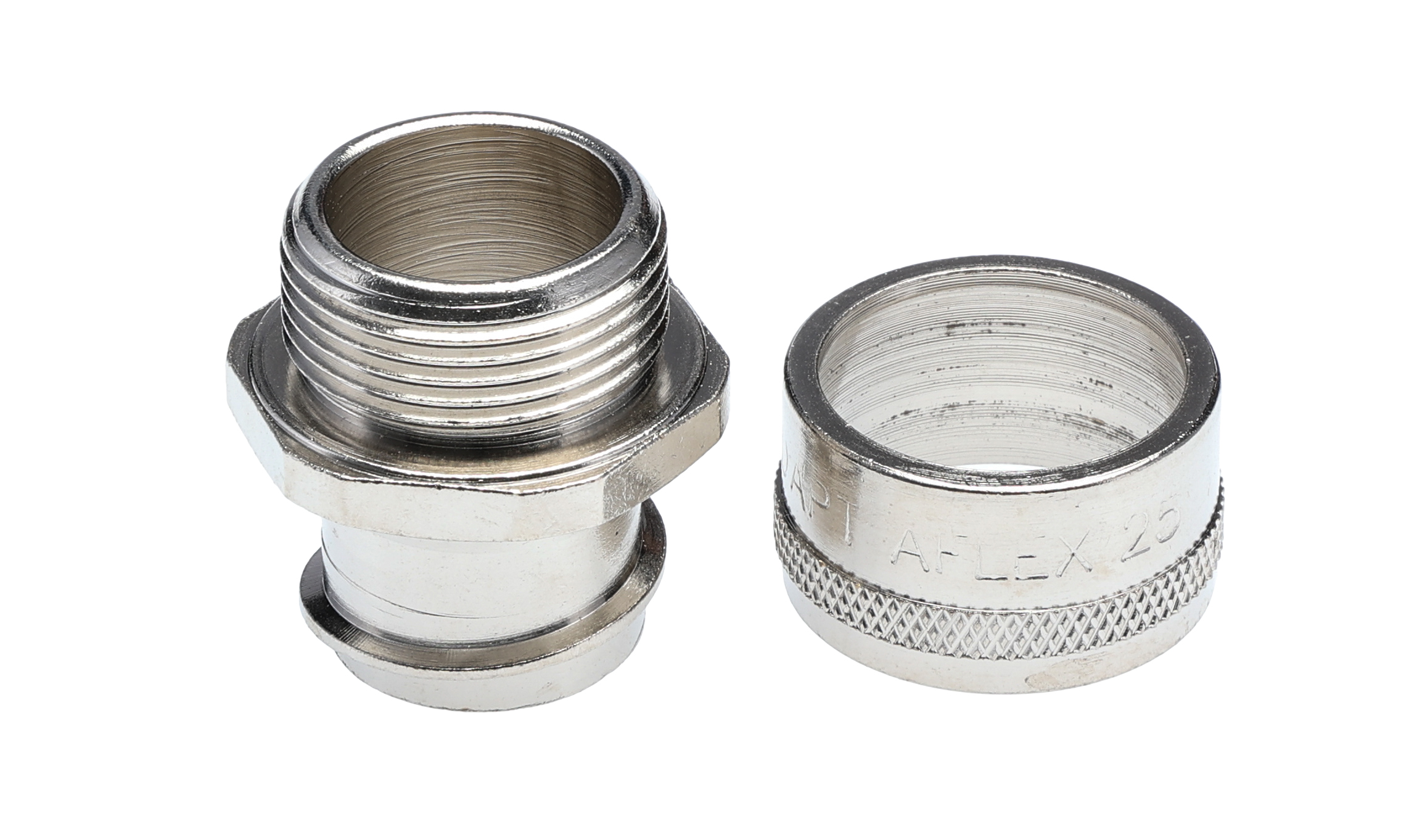 Adaptaflex Straight, Conduit Fitting, 25mm Nominal Size, M25, Brass, Silver IP40 rating
