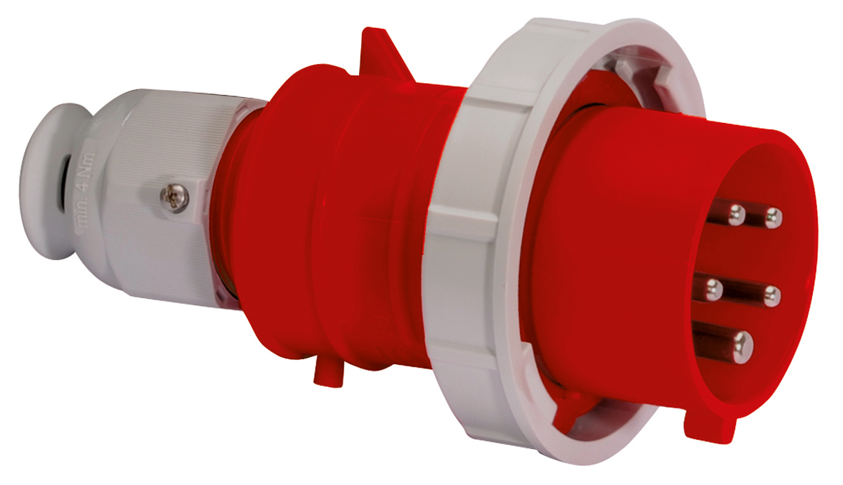 Bals IP67 Red Cable Mount 3P + N + E Industrial Power Plug, Rated At 32A, 415 V