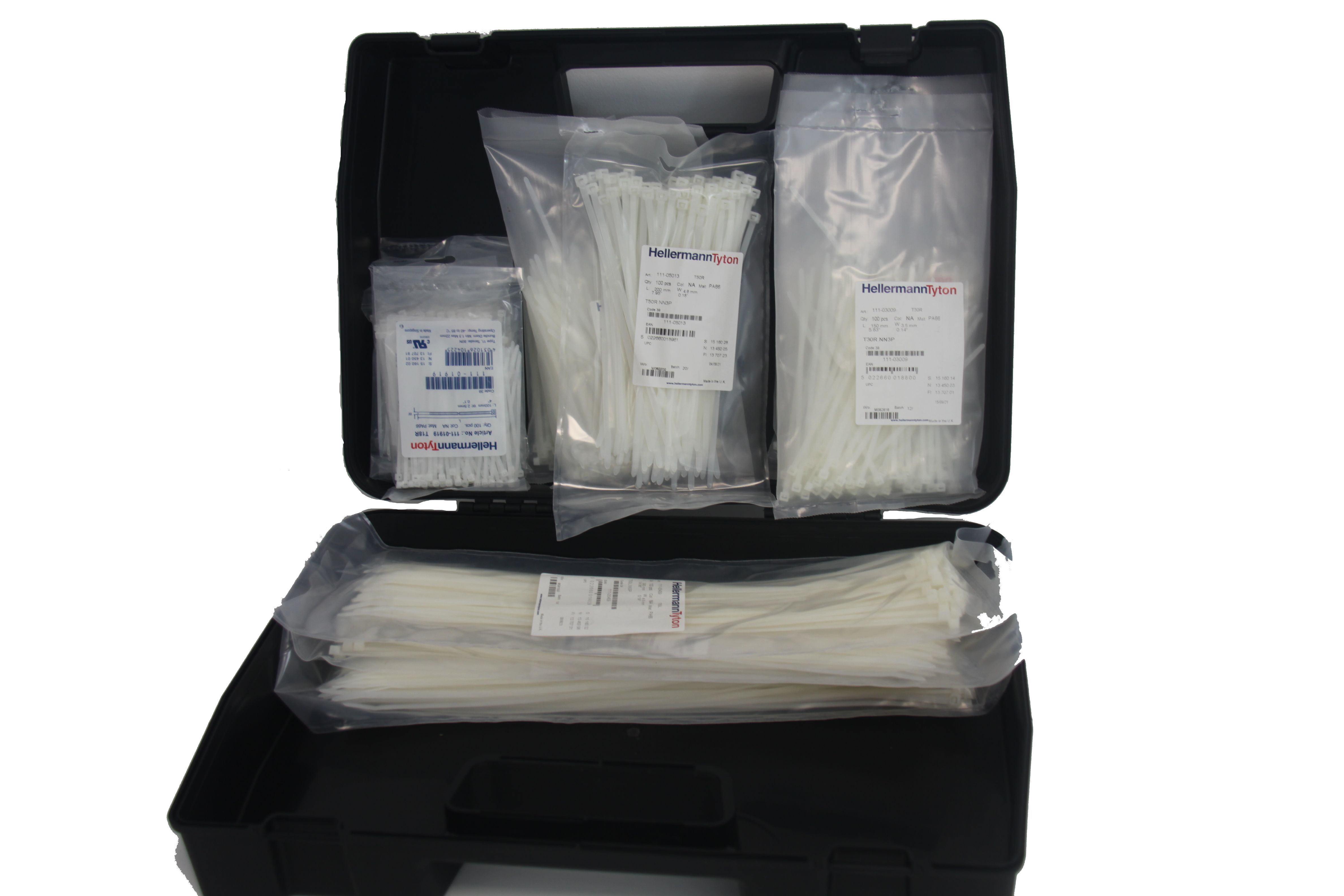 HellermannTyton Cable Tie, 100mm x 2.5, 3.5, 4.6 mm, Natural Nylon, Pk-1