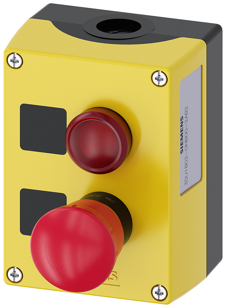 Siemens SIRIUS ACT 3SU18 Series Twist Release Emergency Stop Push Button, Surface Mount, SPDT, IP66, IP67, IP69