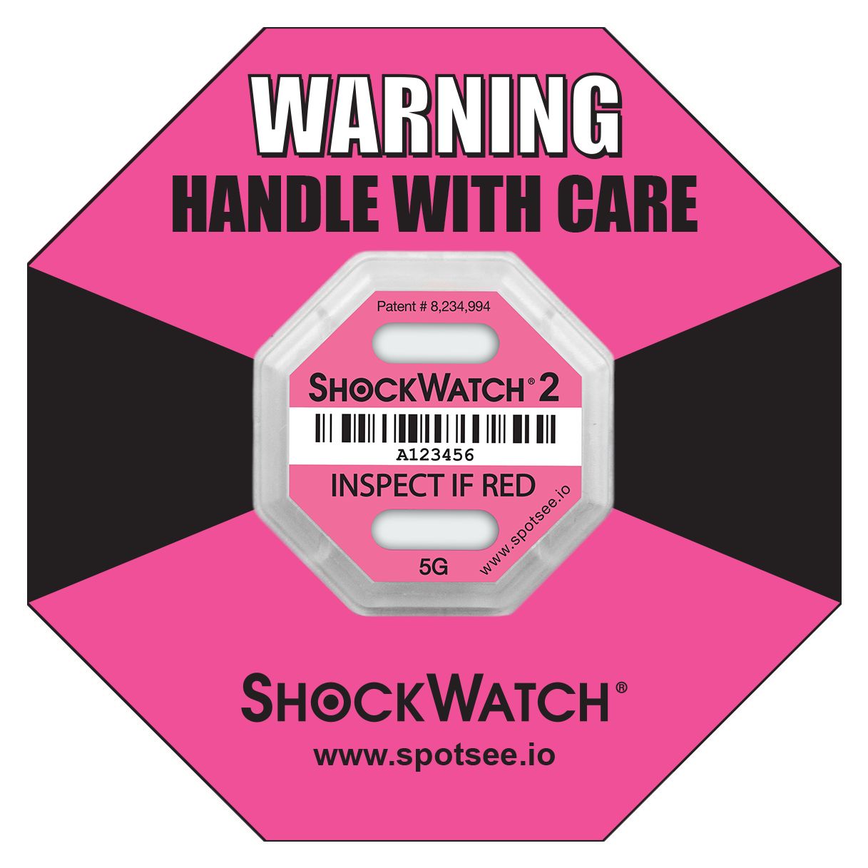 SpotSee Shock Label 6.35mm x 42.93mm, 10