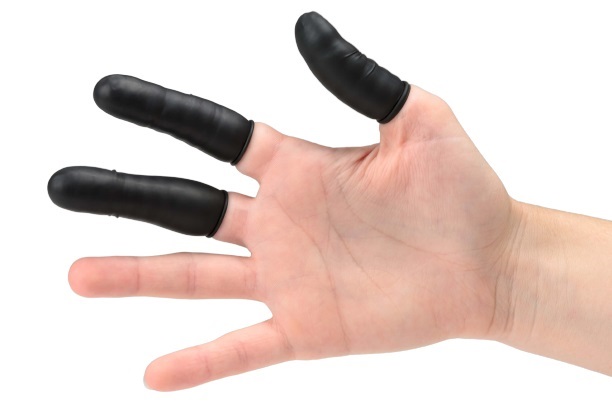 EUROSTAT Black Latex Finger Cots, Size M, 1440 per pack