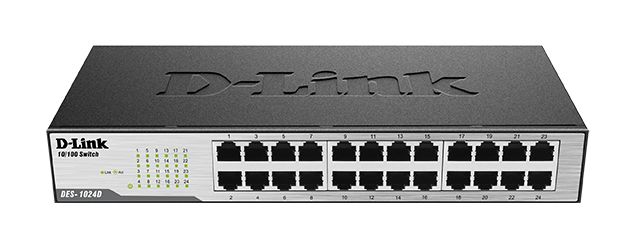 D-Link 24-Port Fast Ethernet Unmanaged Desktop Switch, Unmanaged 24 Port Ethernet Switch, EU