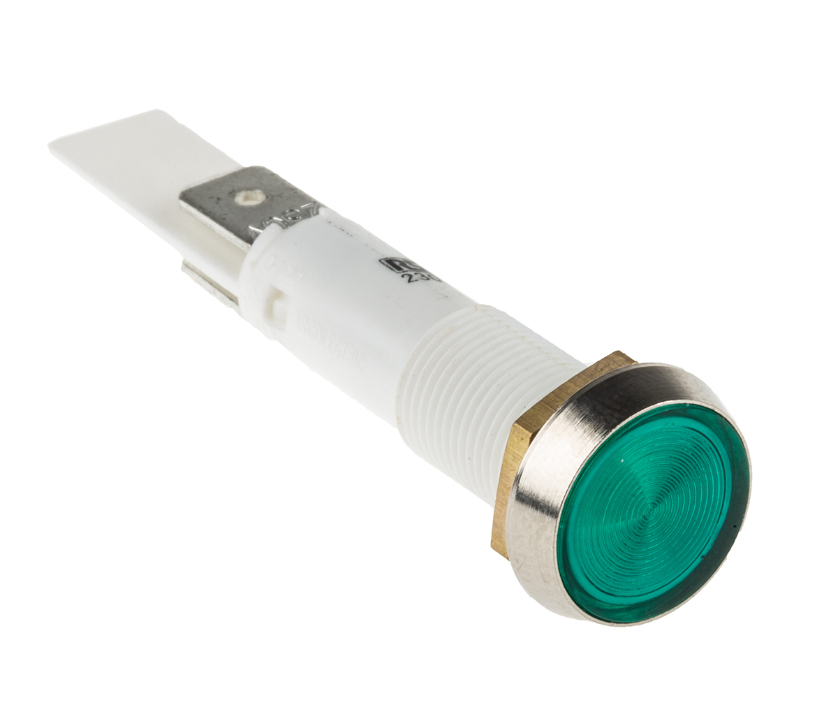 Arcolectric (Bulgin) Ltd 0275 Series Green Neon Panel Mount Indicator, 230V ac, 10mm Mounting Hole Size, Solder Tab