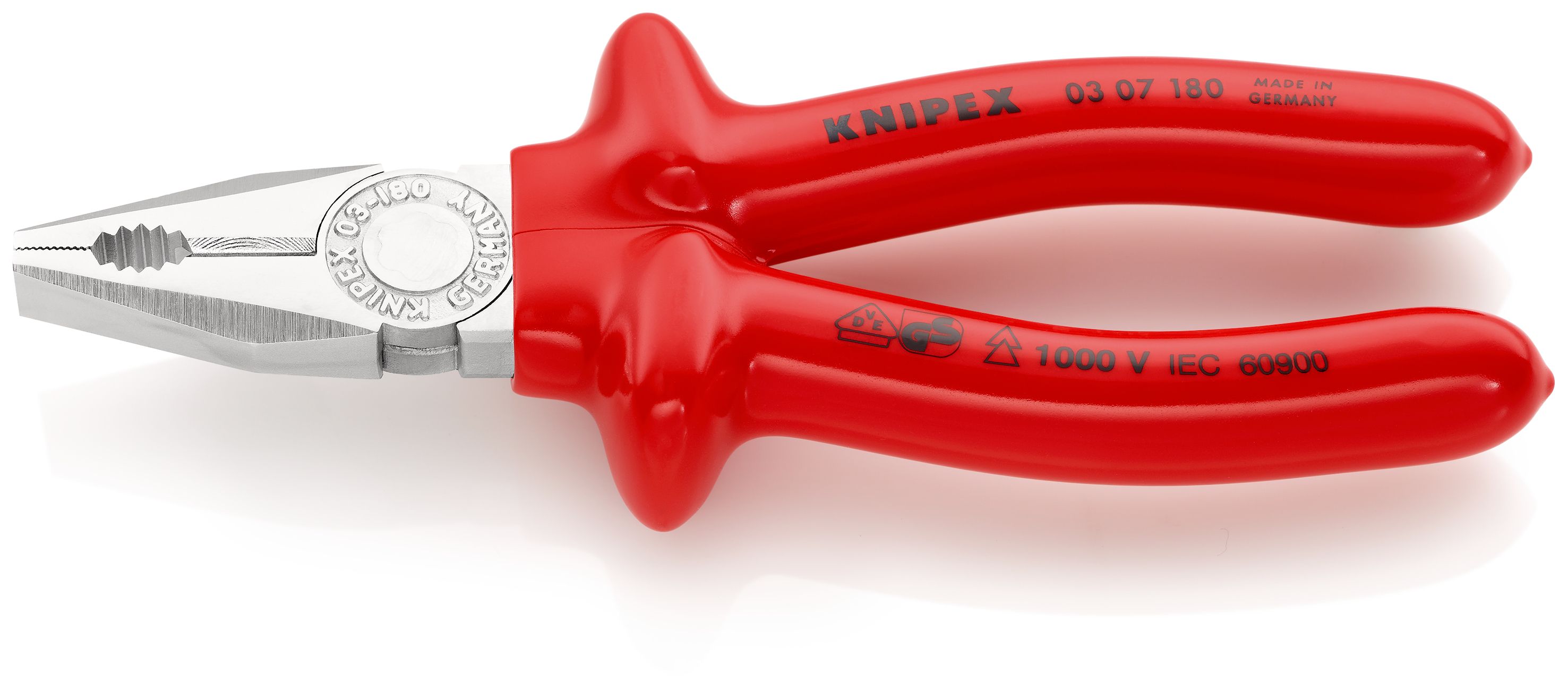 Knipex Combination Pliers, 180 mm Overall, Straight Tip, VDE/1000V