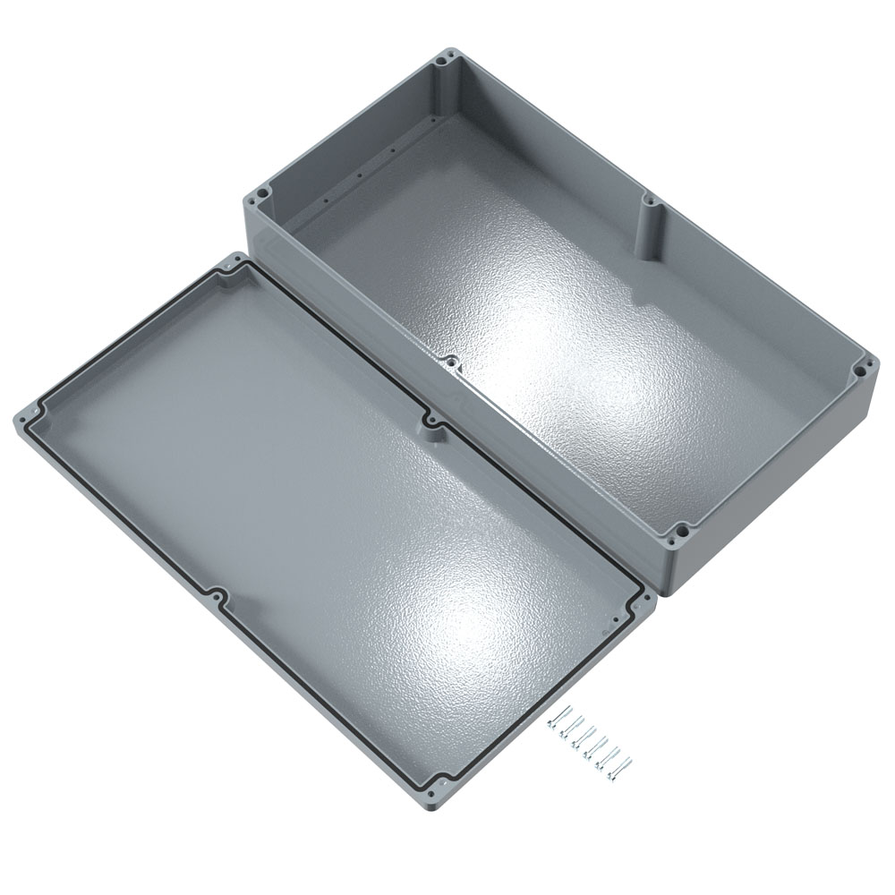 Rose Aluminium Standard Series Grey Die Cast Aluminium Enclosure, IP66, IK09, Grey Lid, 600 x 310 x 110mm