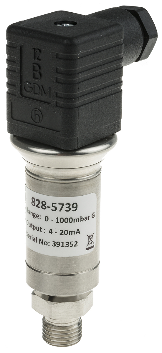 RS PRO Pressure Sensor, 0bar Min, 1bar Max, Current Output, Relative Reading
