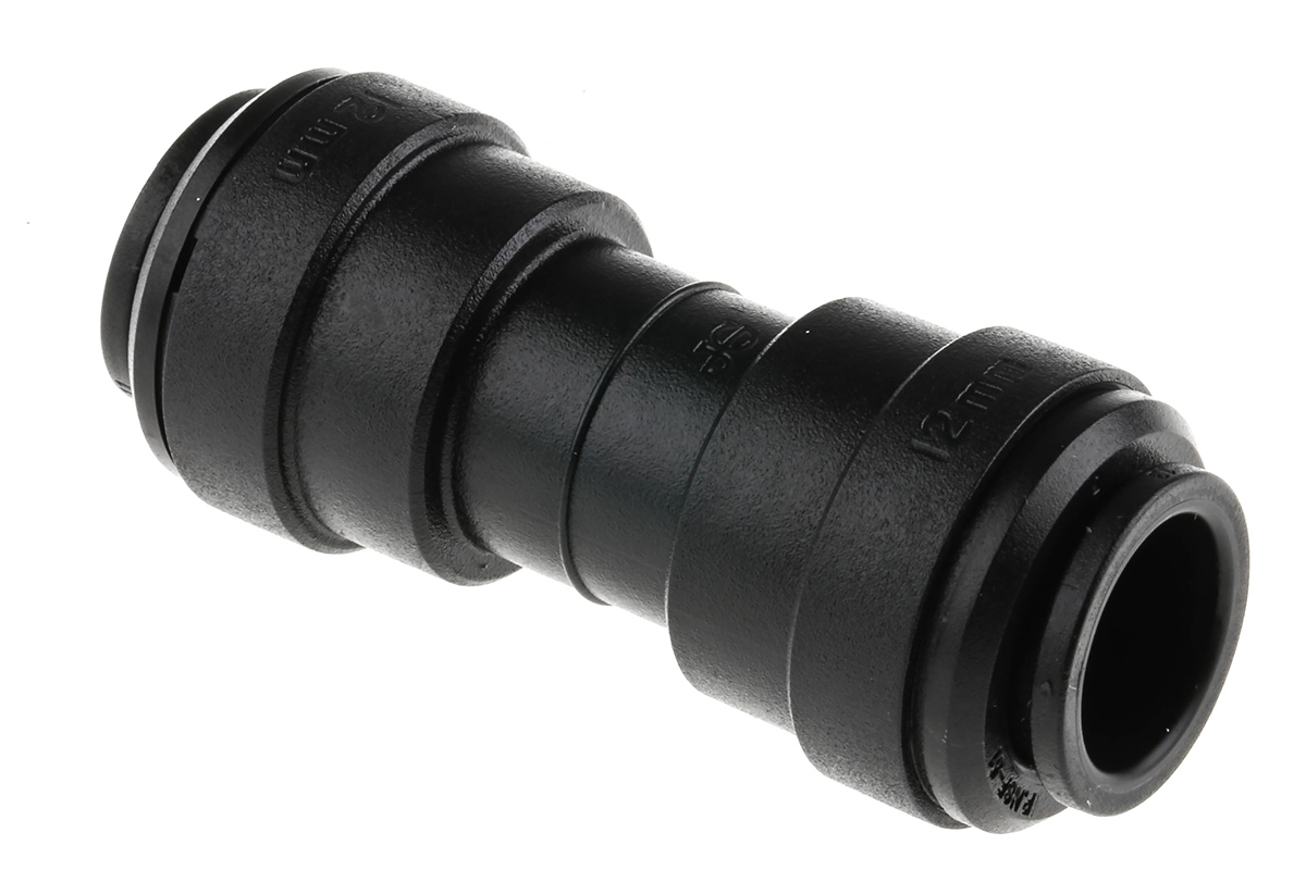 John Guest PM Series Straight Tube-to-Tube Adaptor, Push In 12 mm to Push In 12 mm, Tube-to-Tube Connection Style