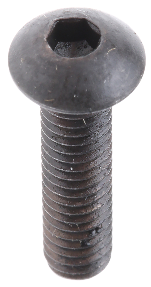 RS PRO Black, Self-Colour Steel Hex Socket Button Screw, ISO 7380, M4 x 16mm