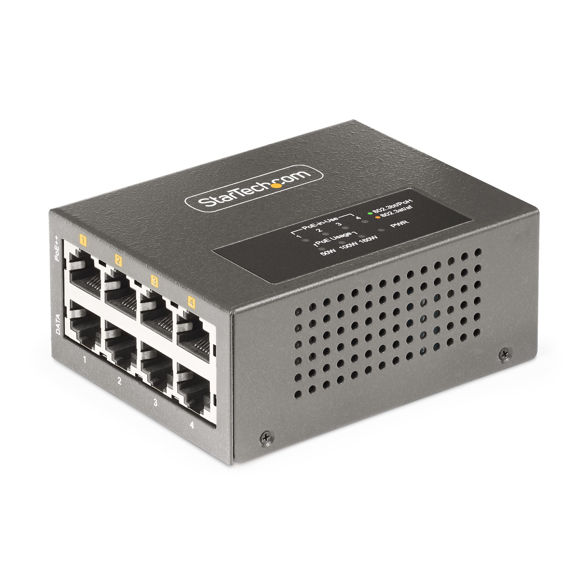 StarTech.com 4 Port POE Injector, 240V ac Input, 54V dc Output, 3.3A, 160W